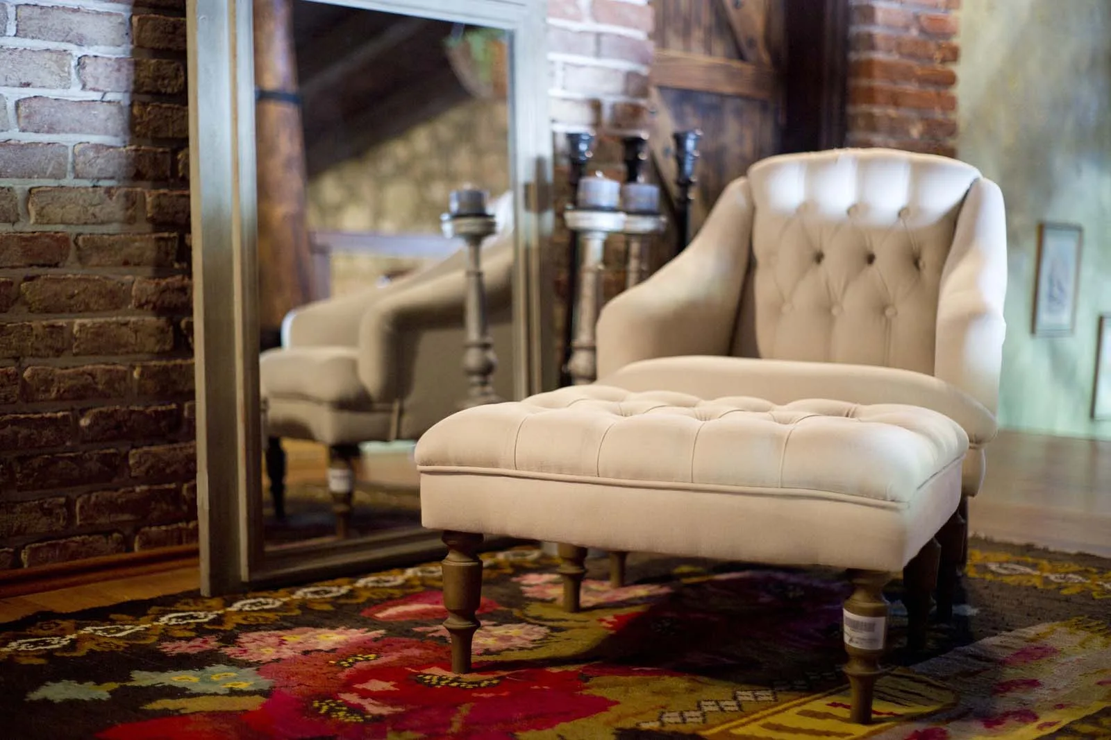 Classic armchair with reading lamp in a cozy home corner