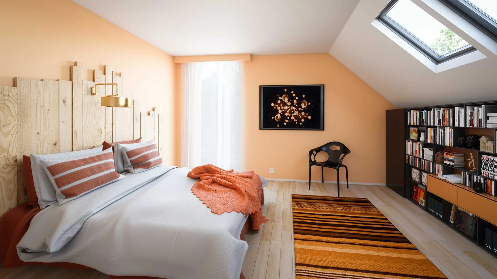 attic studio with skylights