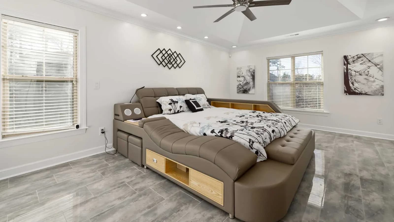 Bed with built-in drawers