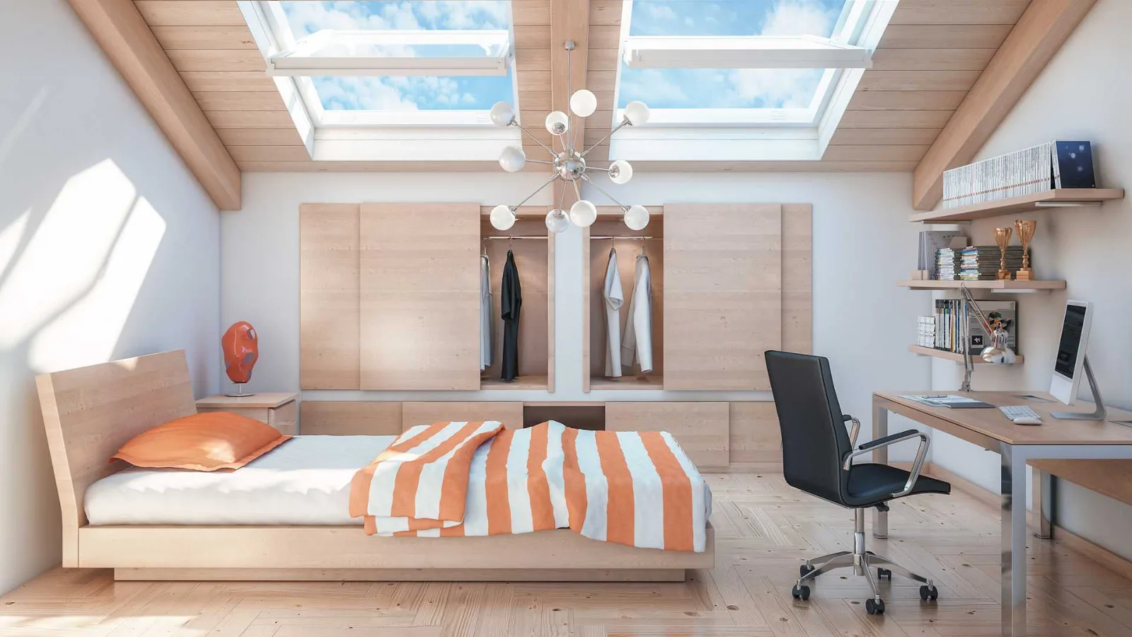closet space in attic studio