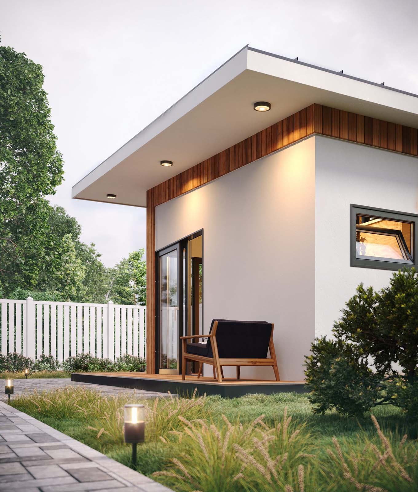 Red modern shed backyard studio