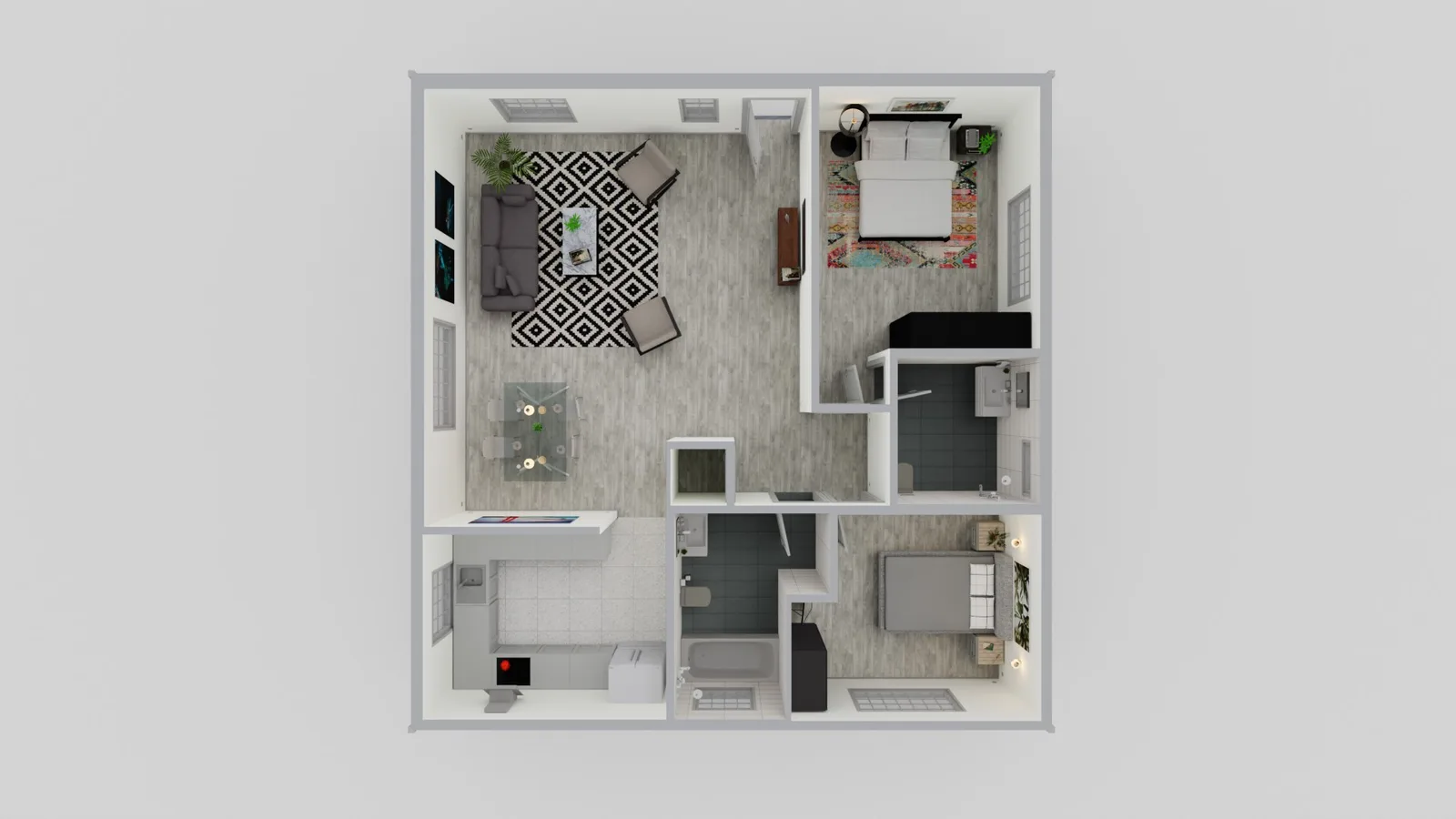 1000 sq ft ADU floor plan