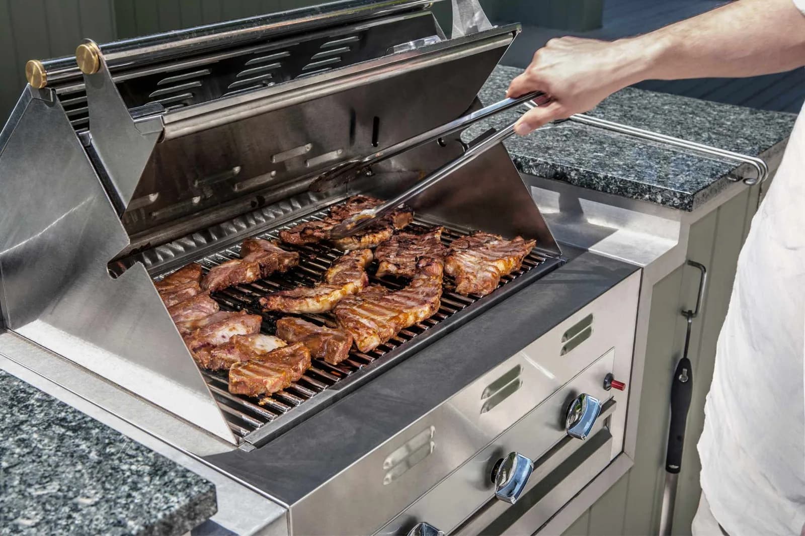 Gas barbecue in the outdoor kitchen