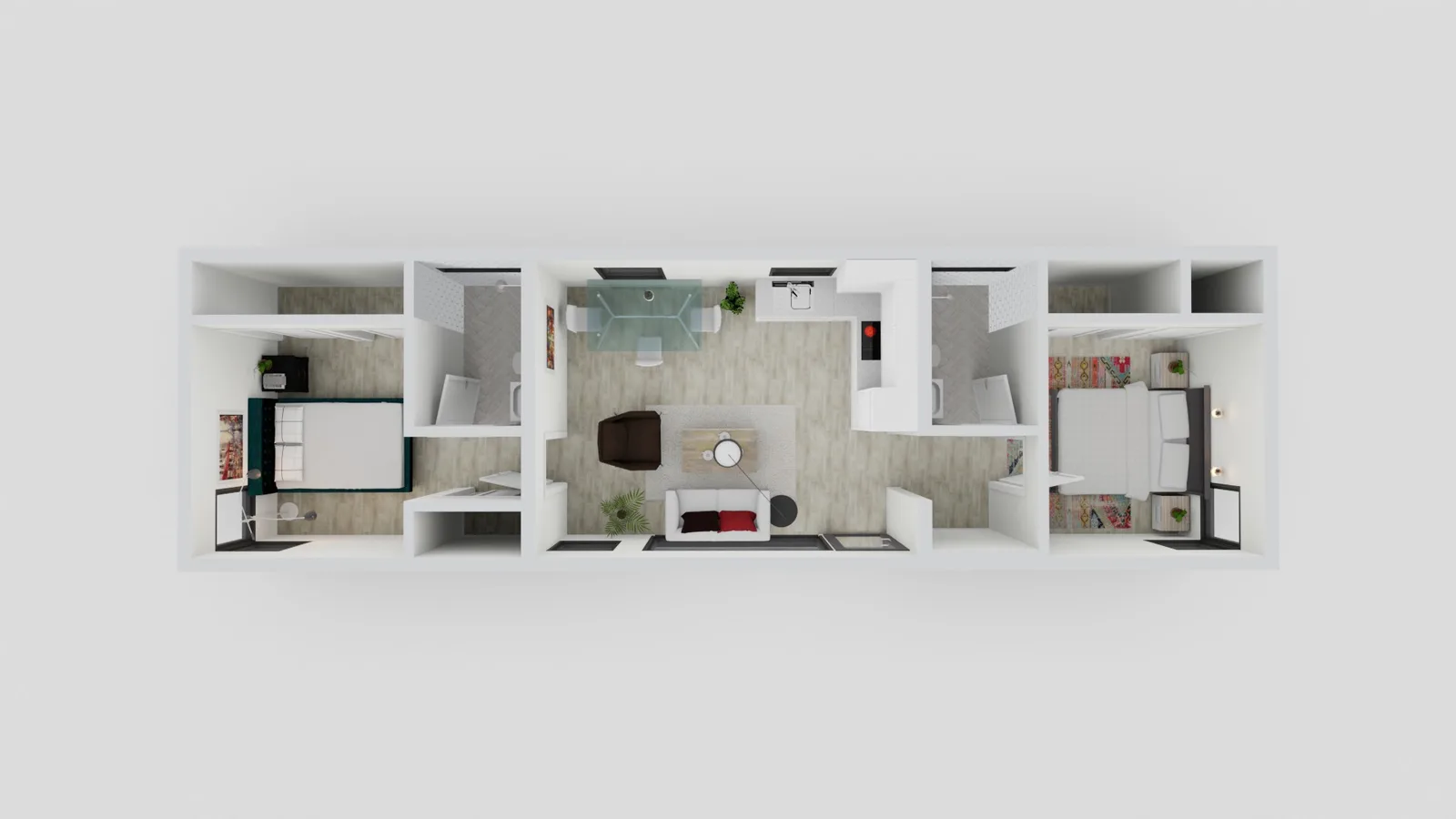 700 sq ft ADU plan 2 bed 2 bath