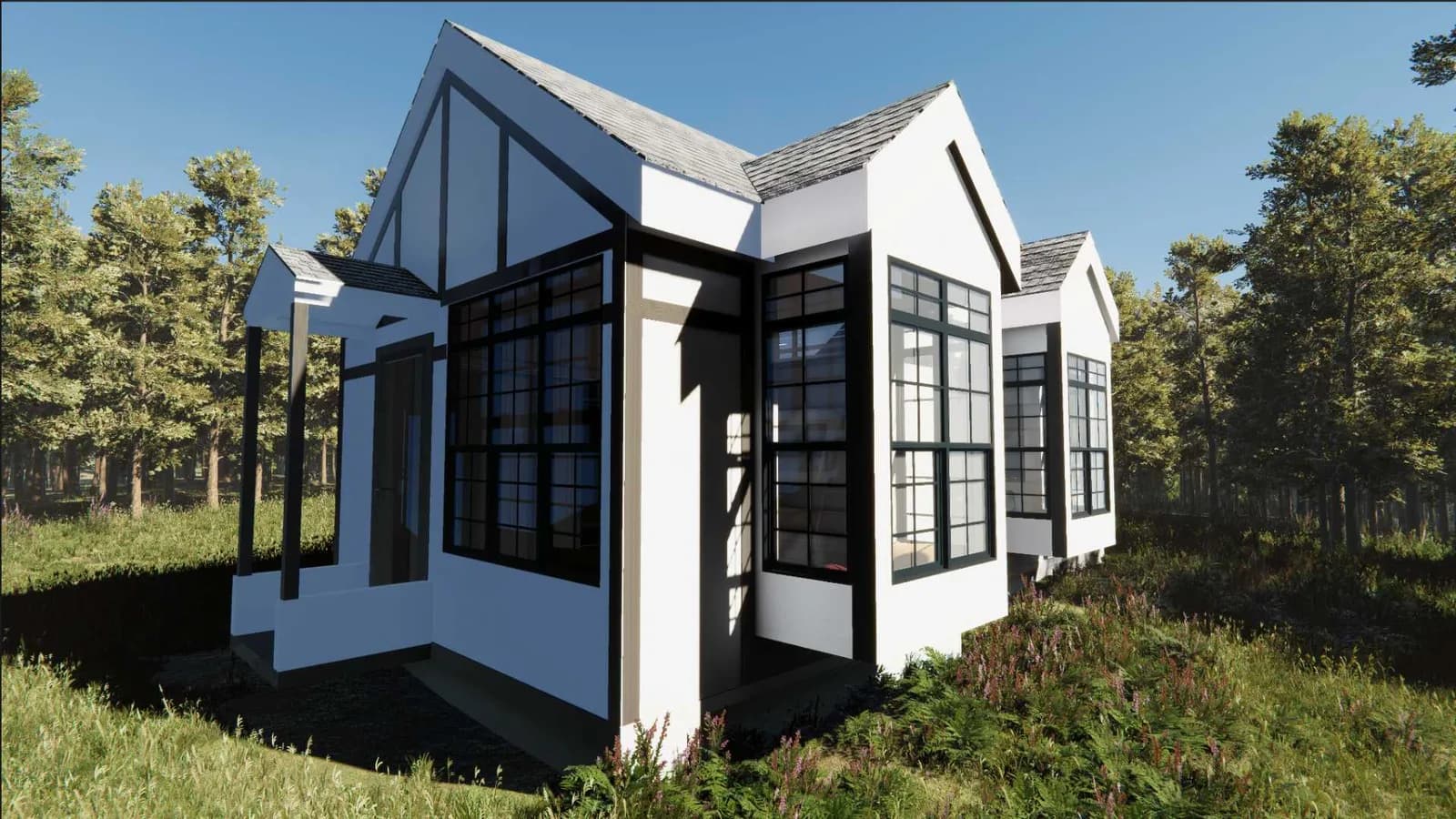 3D exterior for garage conversion in Tudor style