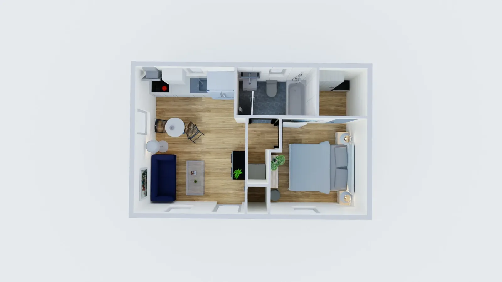 400 sq ft 1 bedroom unit