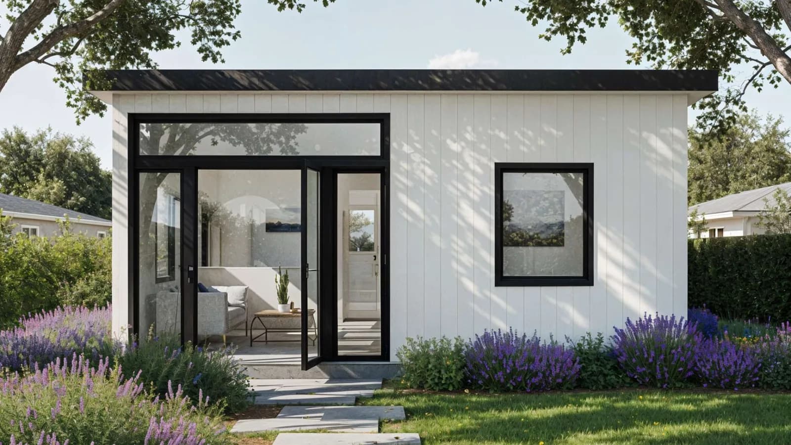 400 square feet ADU exterior with flat roof