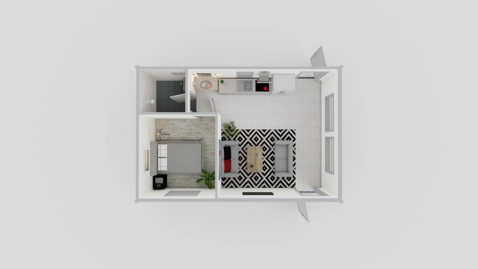 1 bedroom 1 bathroom 450 sq ft adu