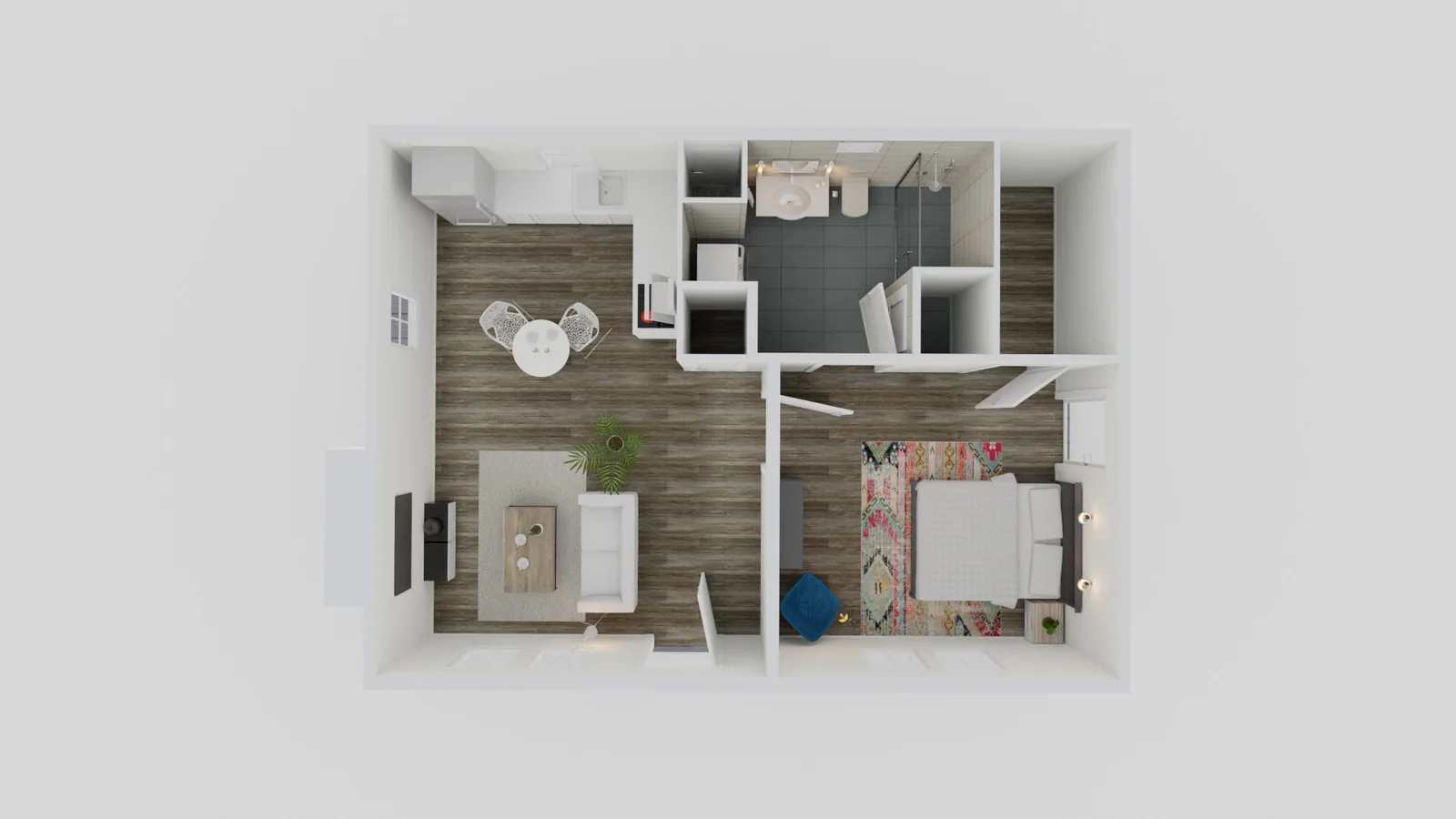 680 sq ft prefab ADU floor plan