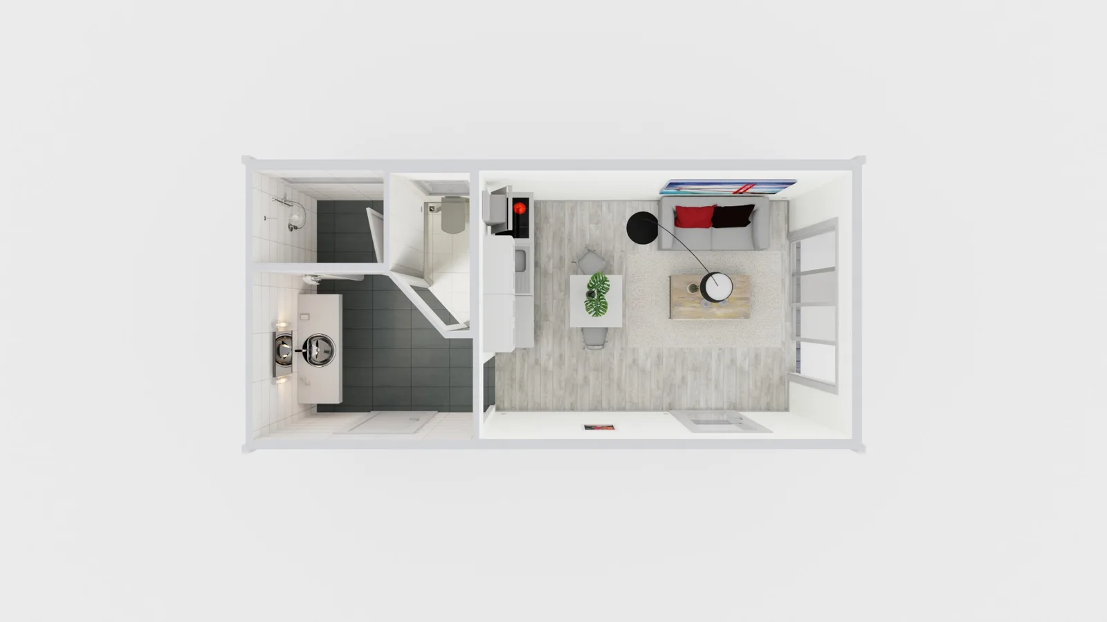 300 sq ft ADU floor plan