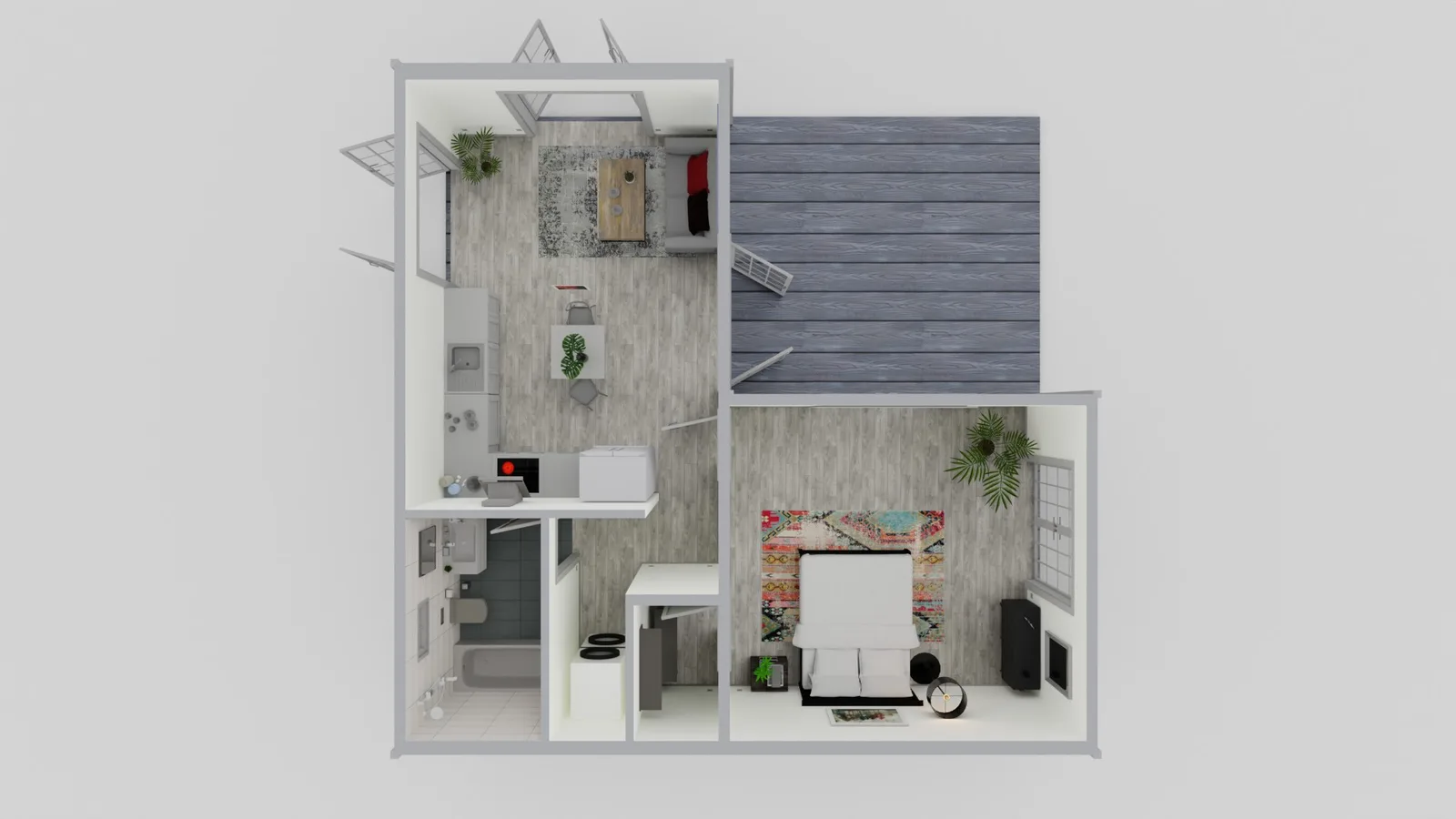 500 sq ft ADU floor plan