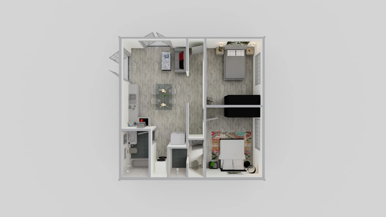 800 sq ft ADU floor plan