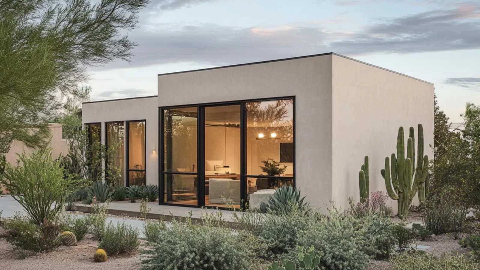 ADU house with a flat roof