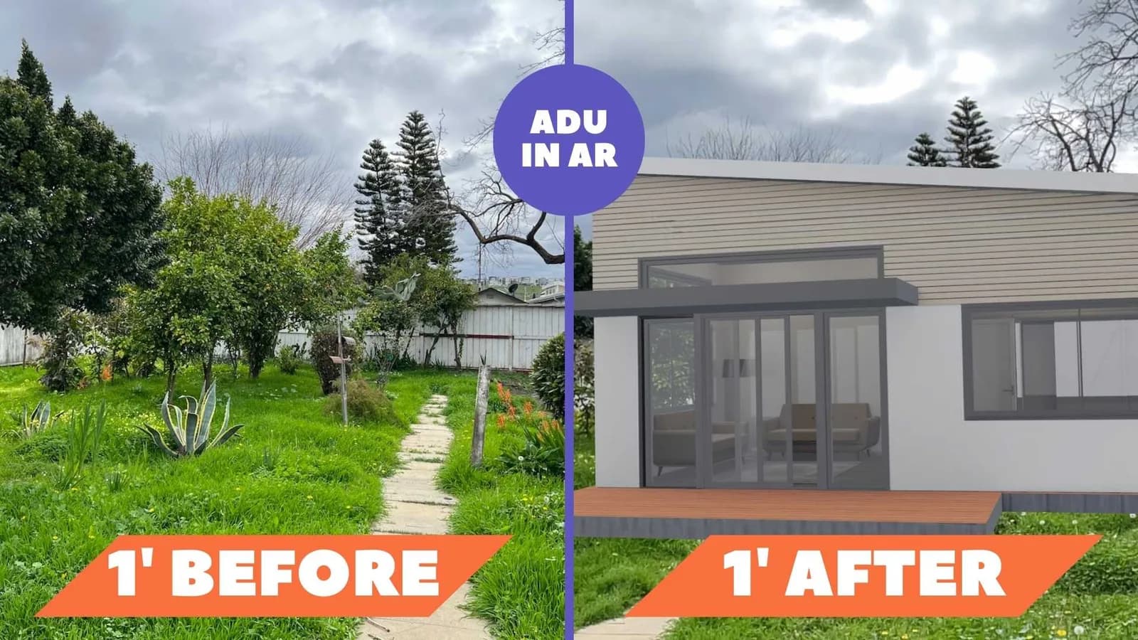 Modern-style ADU in AR by HomeWiP — before and after