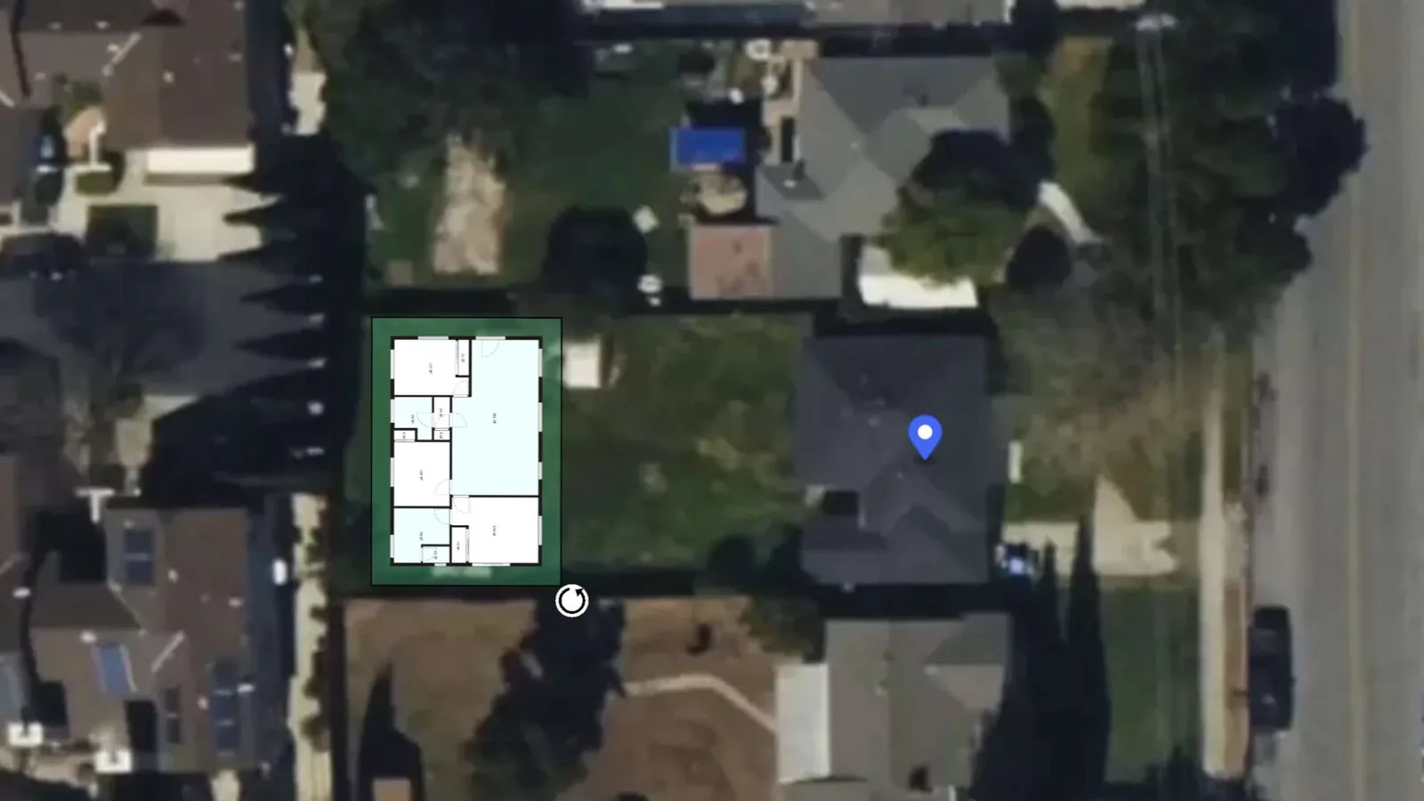 adu on a map of the backyard