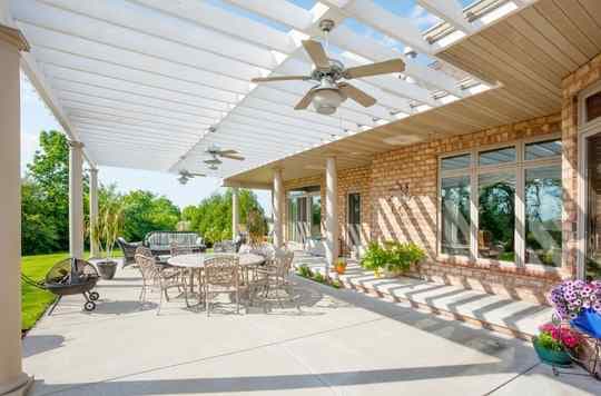 white attached pergola