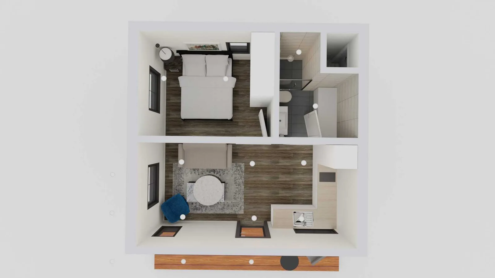 500 sq ft backyard ADU floor plan