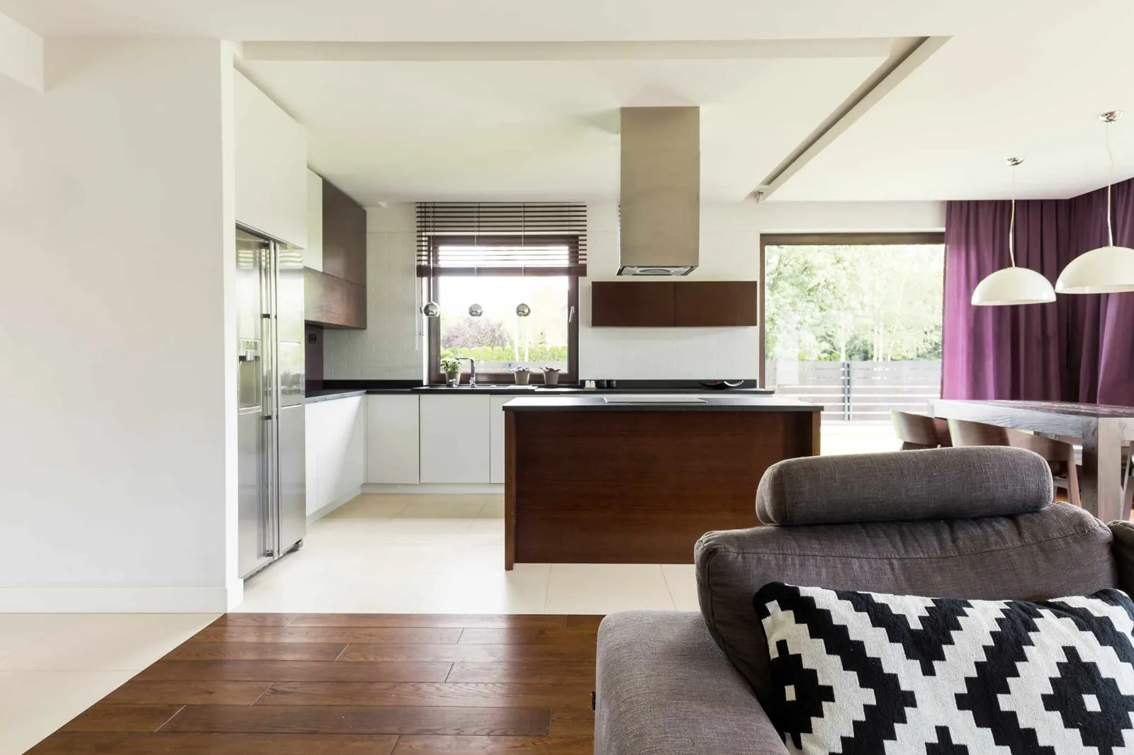 converted two car garage with island