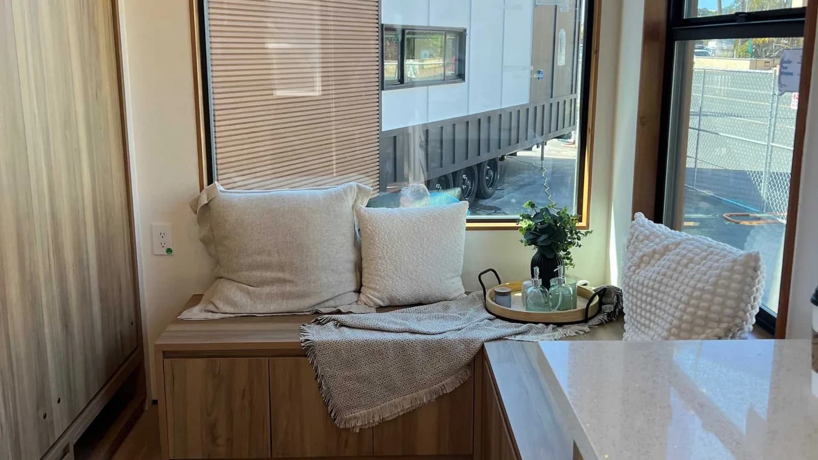 corner seat in Backyard Tiny House