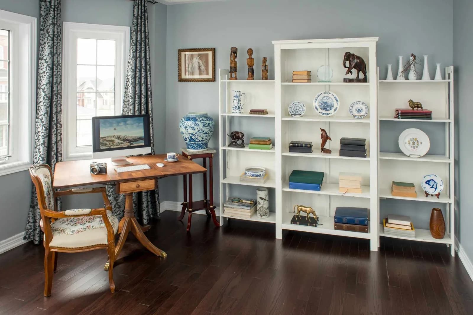 Stylish home office design with desk and chair