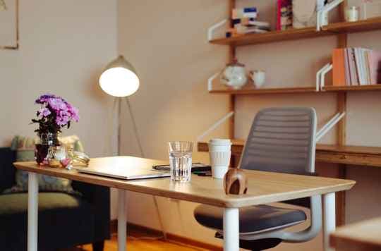 Desk with wicker storage