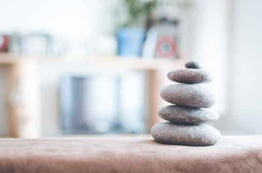 desk with stones