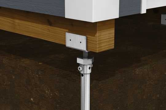 Detail of bracket and screw pile foundation