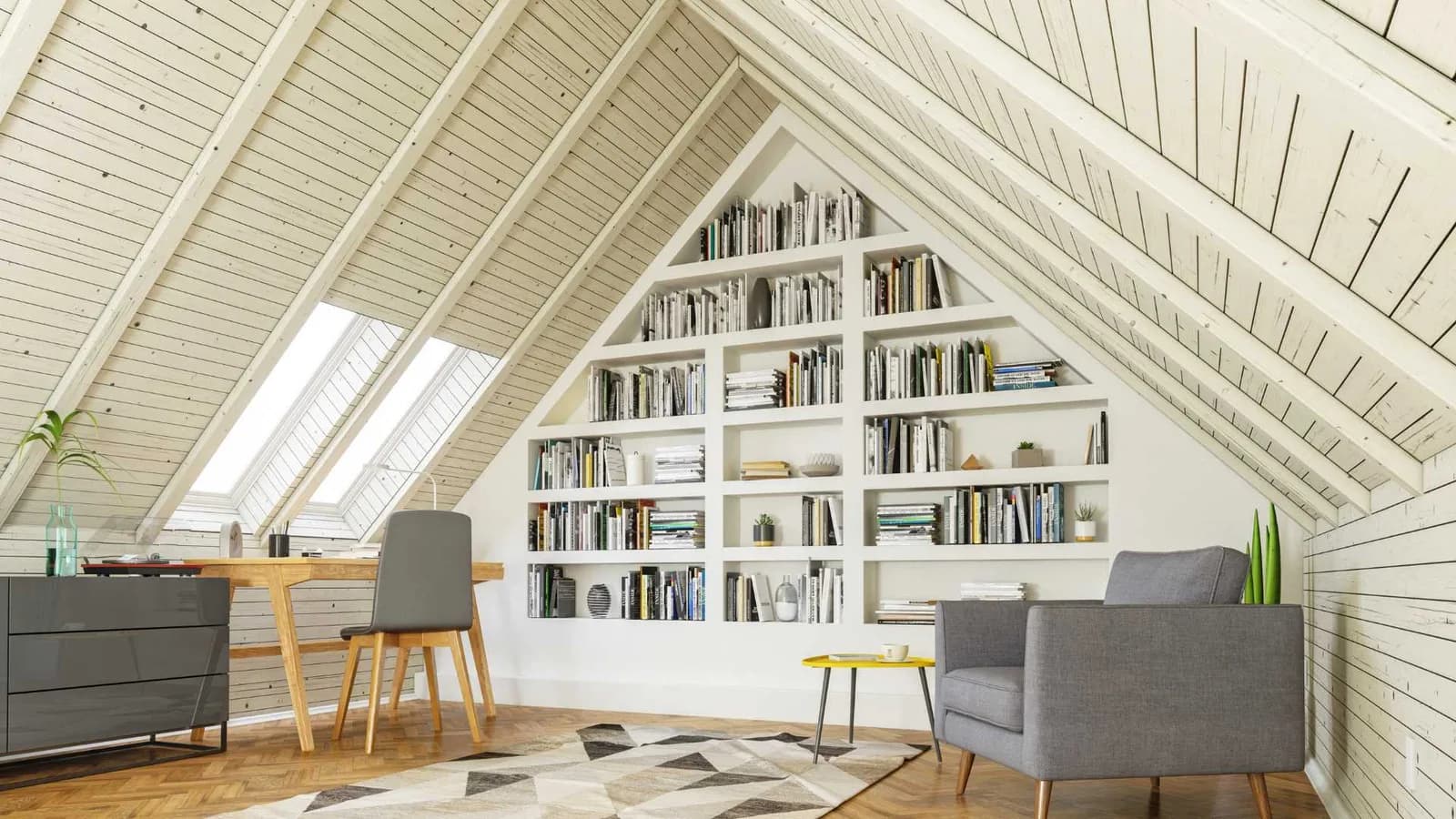 Finished attic space for home office