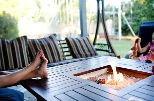 fire pit in the backyard