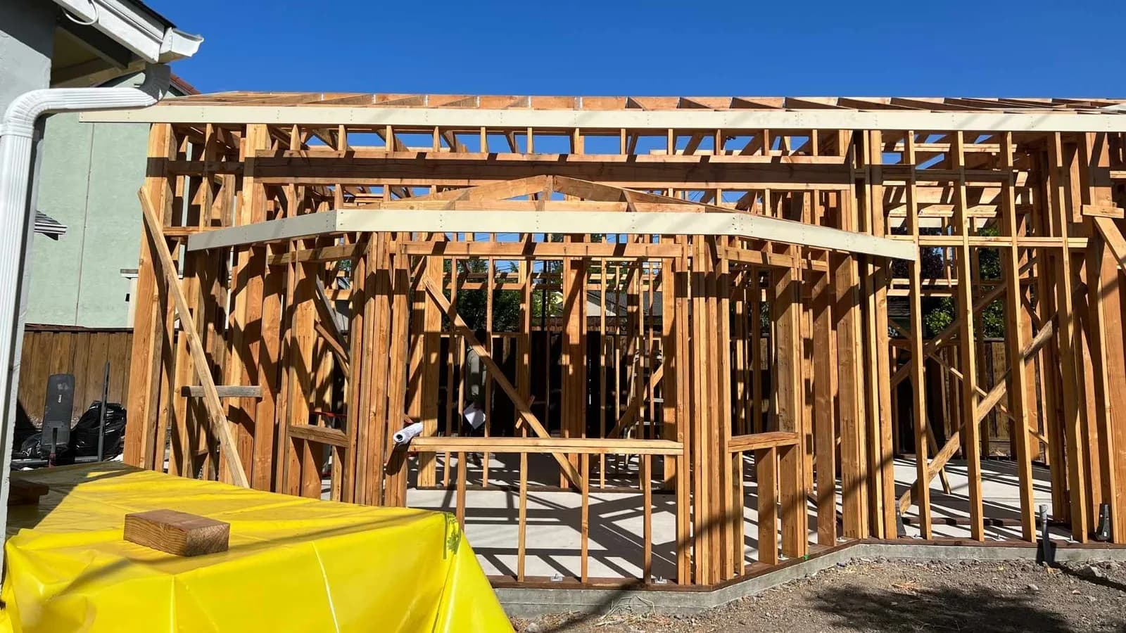 Framing of a one-bedroom ADU