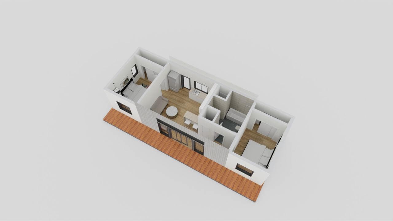 granny flat floor plan 2 bed 1 bath (HomeWiP with Livio)