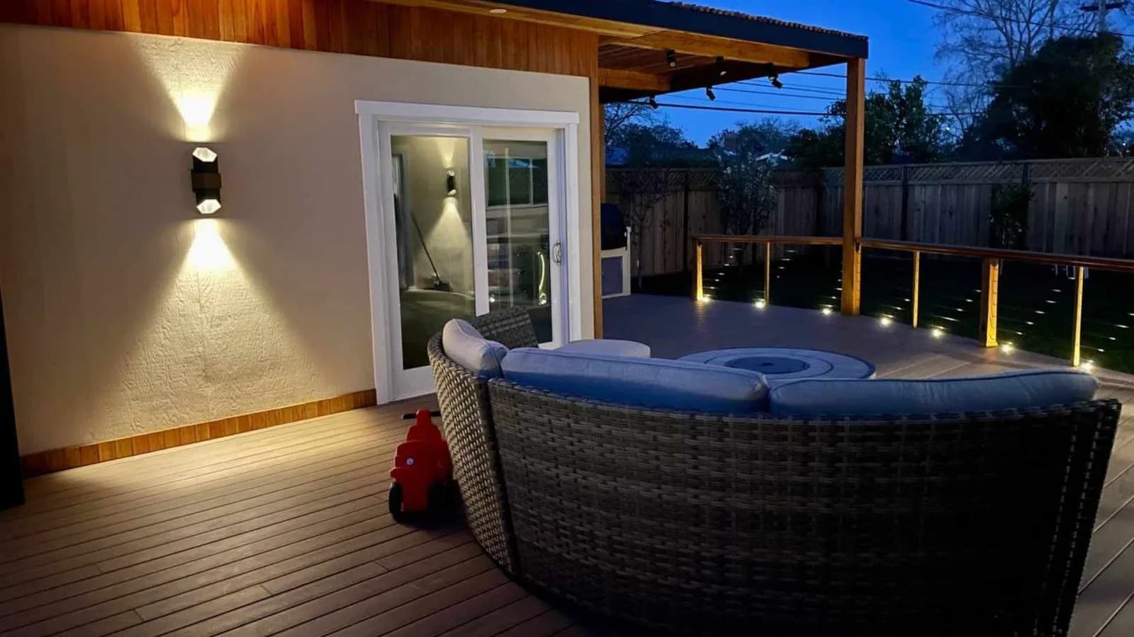 home office and outdoor sitting area