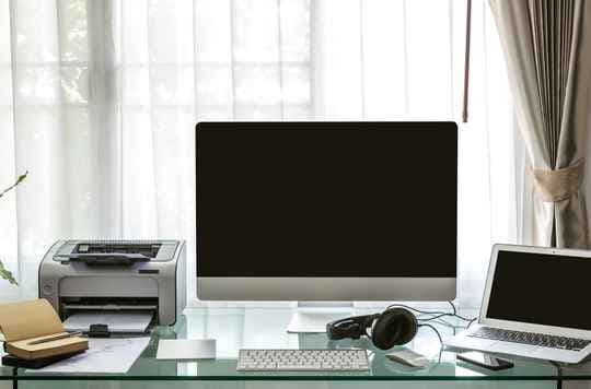 Home office desk with standard furniture features