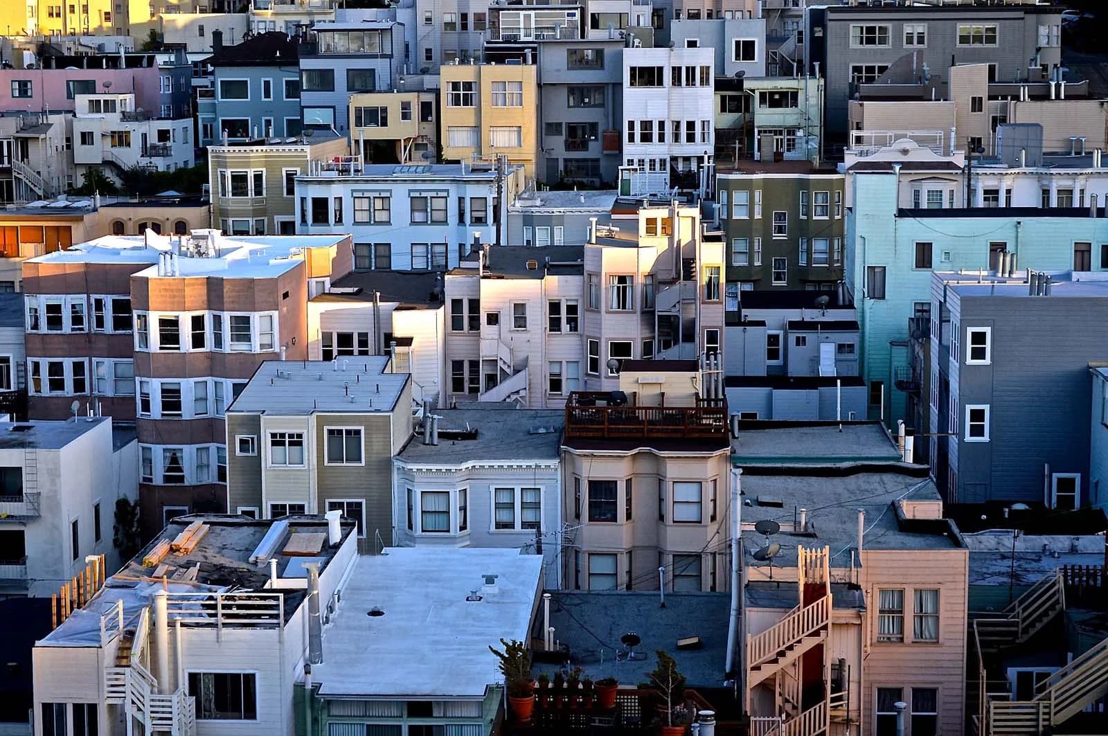 city houses with windows