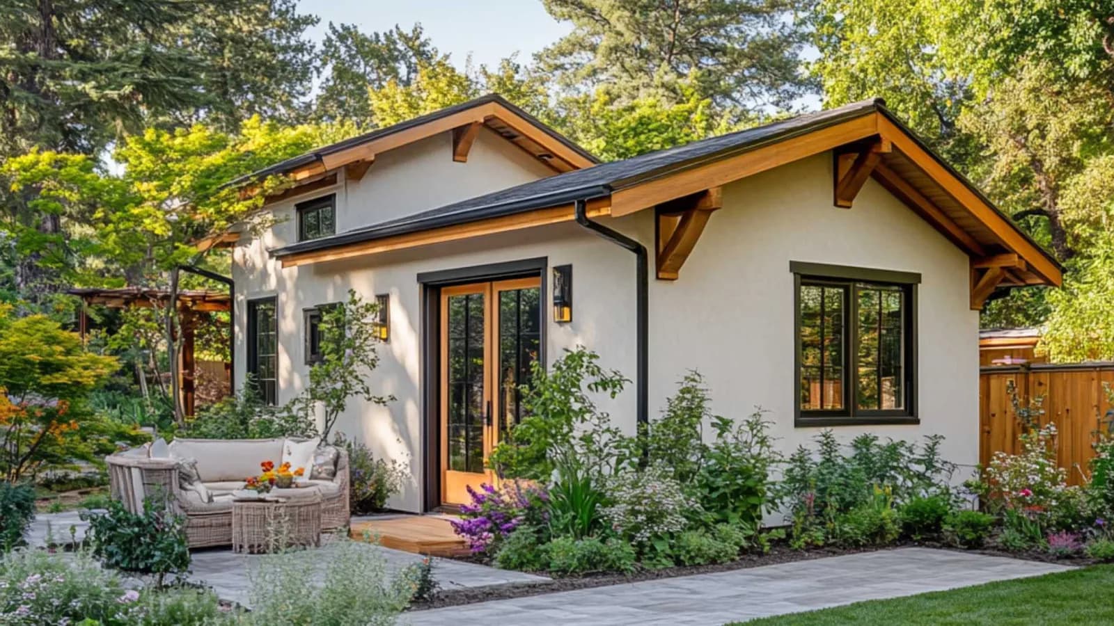 In-law suite house plans shown as a small house with a patio