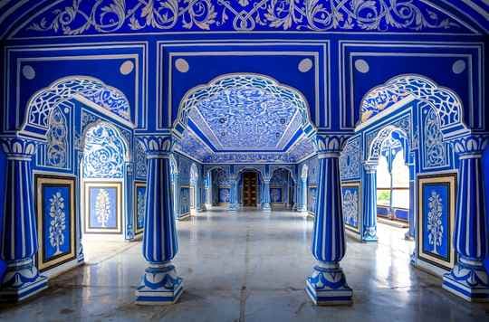 India-inspired blue home office color scheme