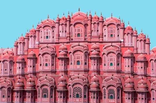 India-inspired pink home office color scheme