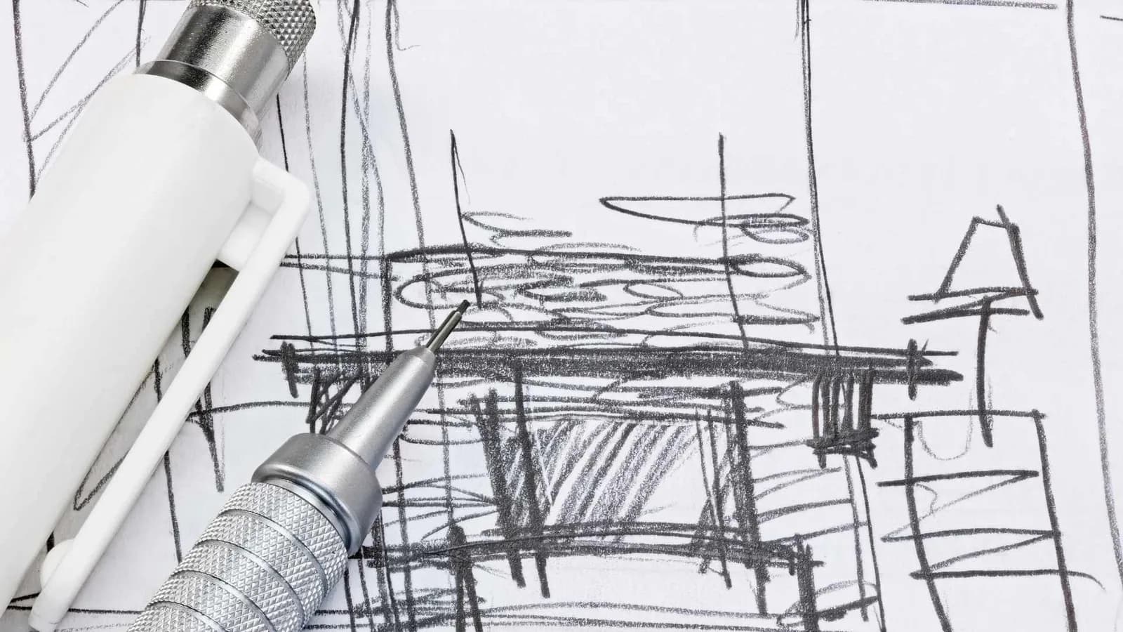 Interior design pencil sketch