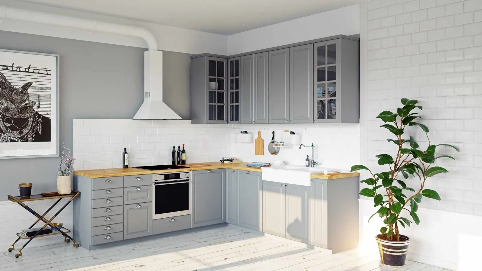 Kitchen design with butchers block countertops