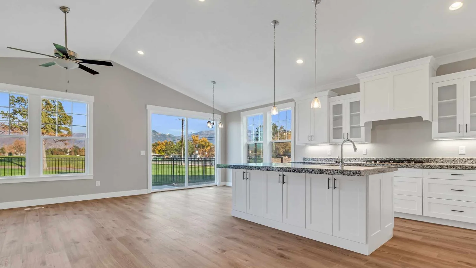 Kitchen with island in white