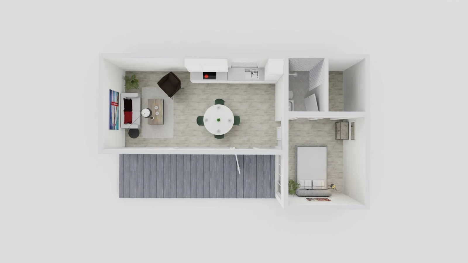 L-shaped ADU floor plan 550 sq ft