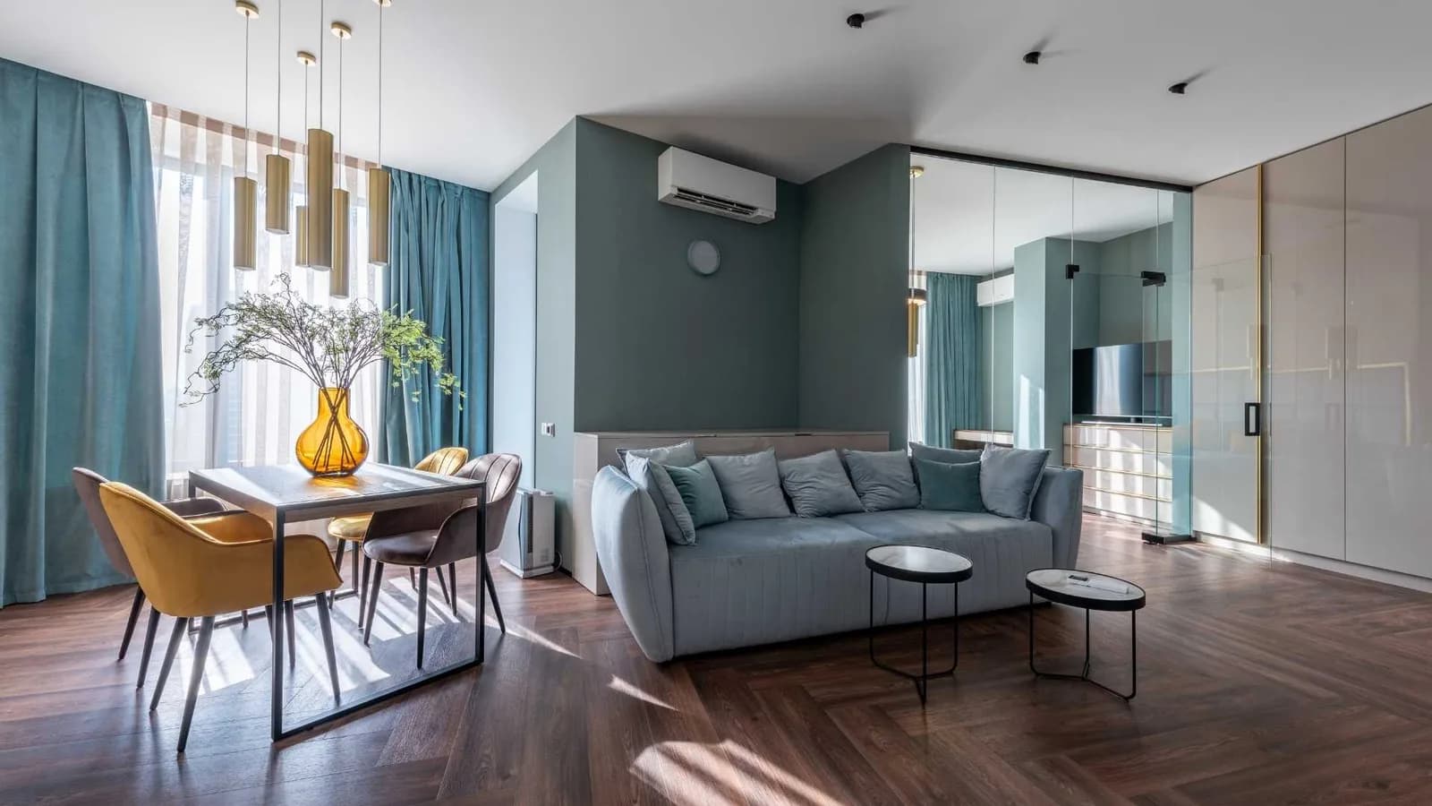 Living room with air handler