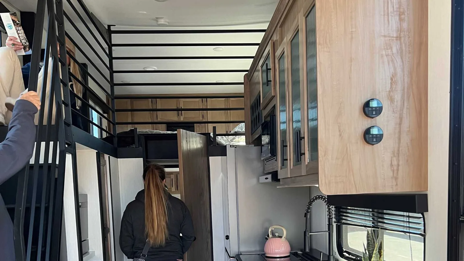 Loft bedroom in a backyard tiny house