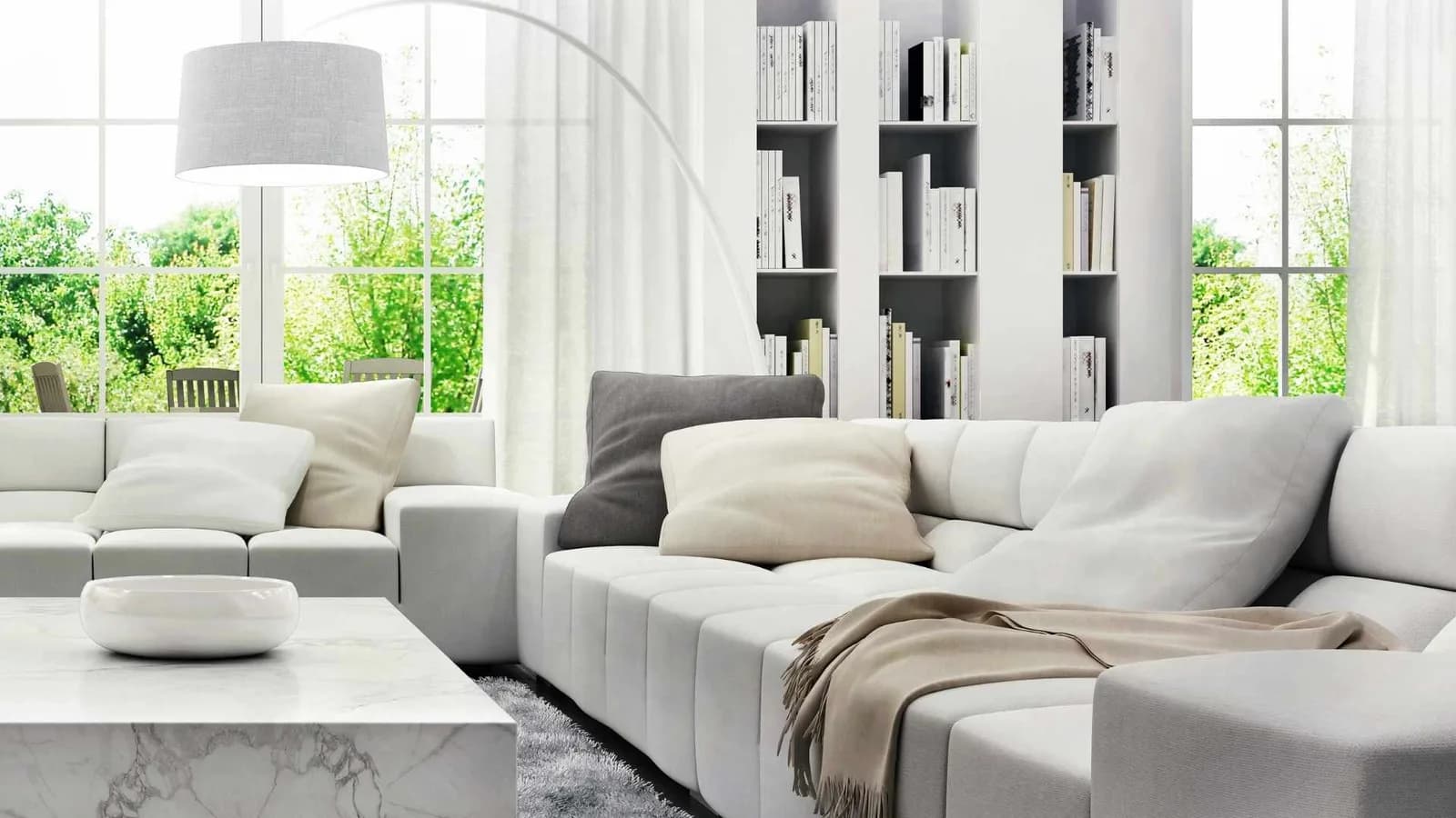 Minimalistic design with bookshelves