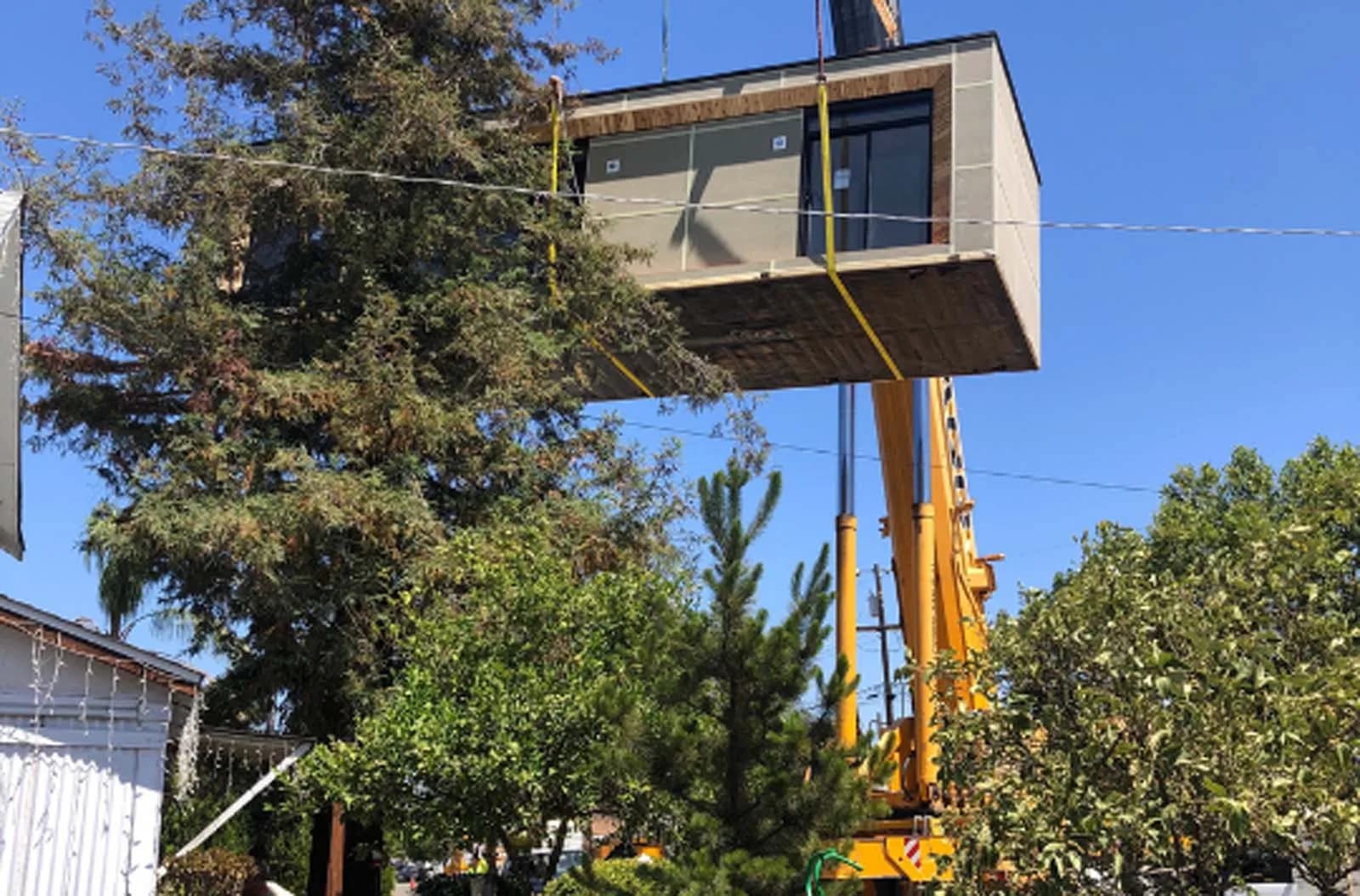 Modular home on a crane