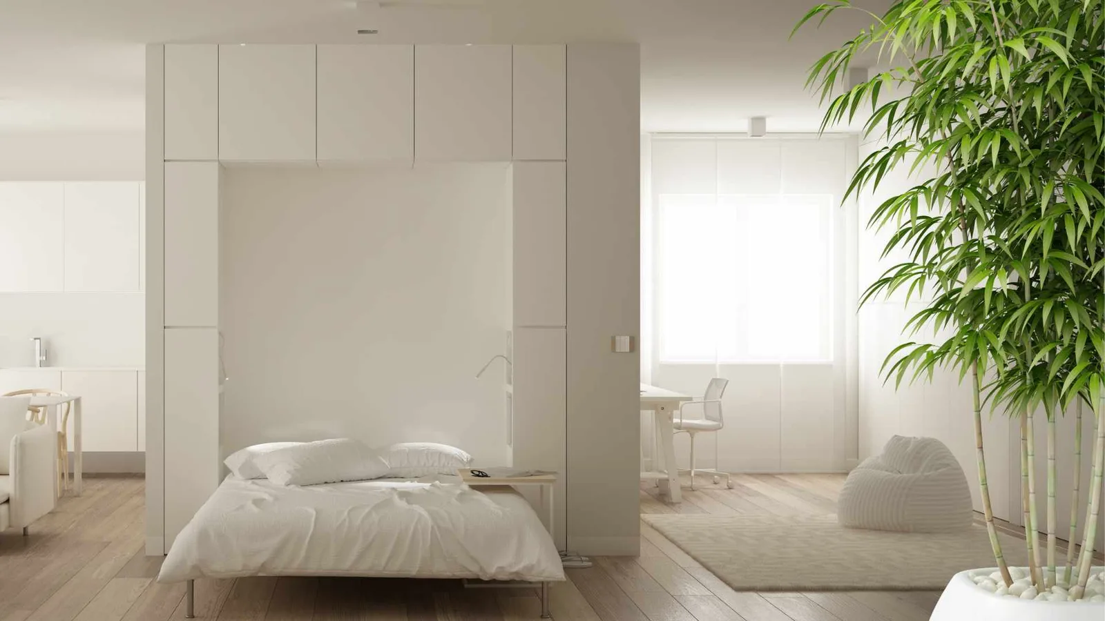 Open plan studio with Murphy bed