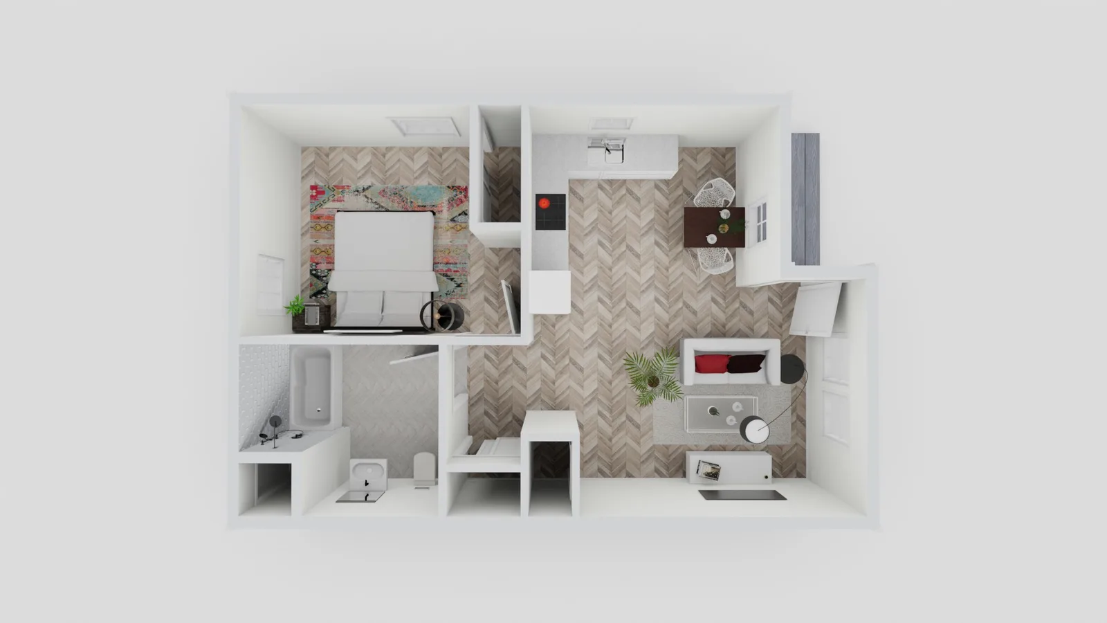 Preapproved ADU plan: 1 bedroom, 1 bath, 584 square feet