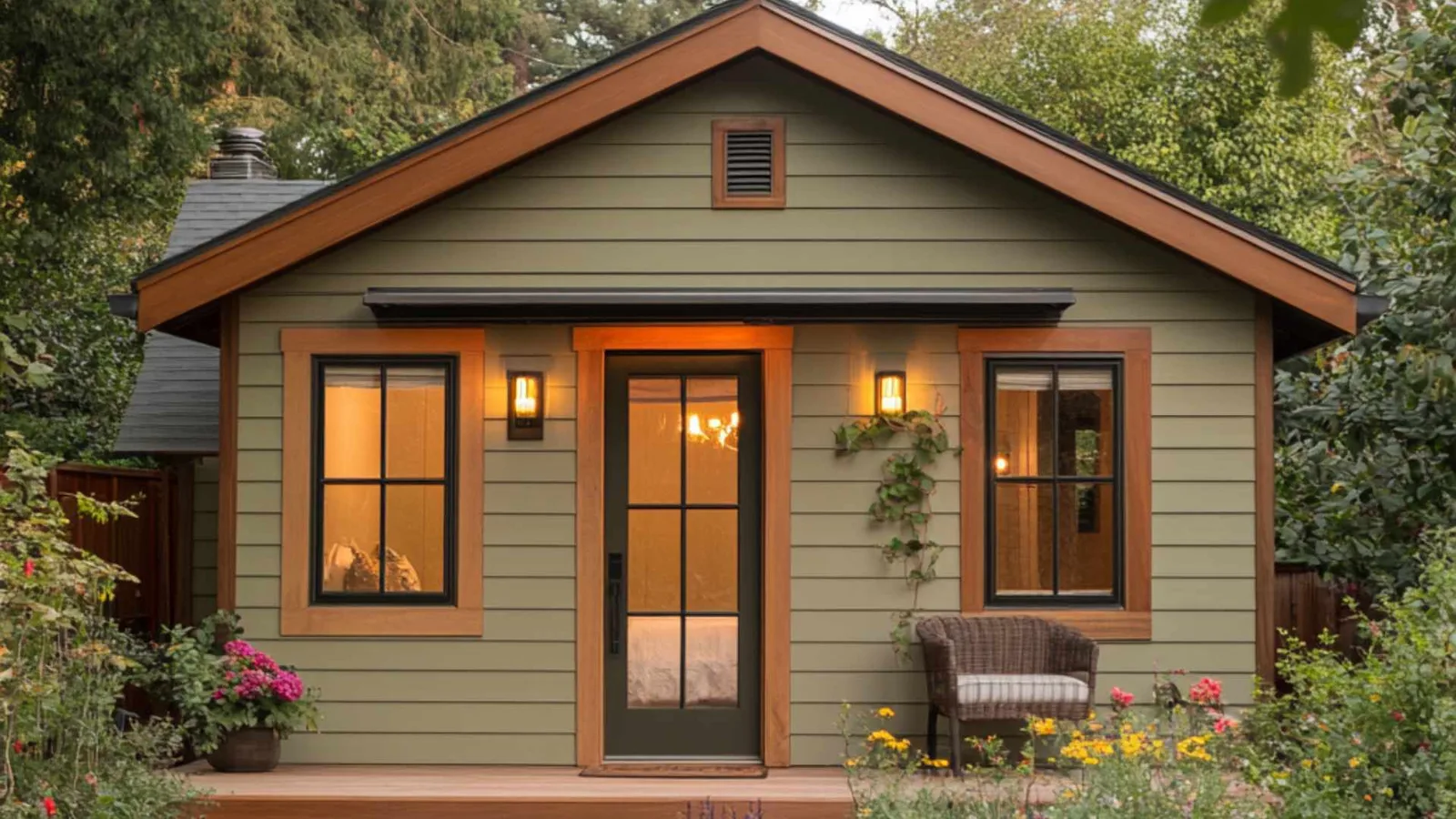 Prefabricated Accessory Dwelling Unit classic style, pitch roof, siding