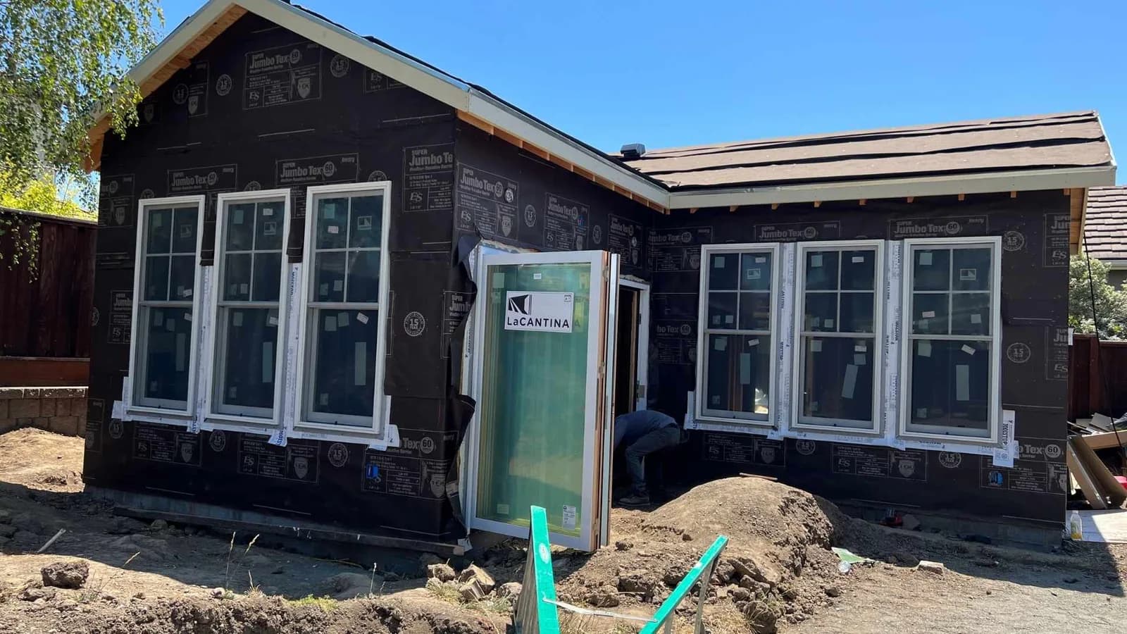 prep work for stucco and roof