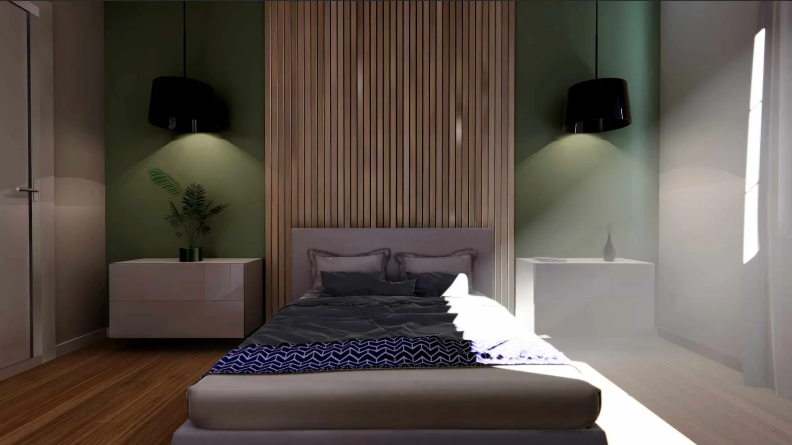 Primary bedroom in 1200 sq ft ADU